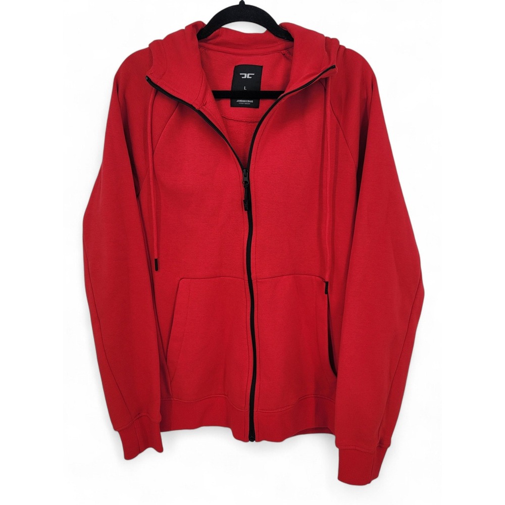 Jordan Craig Mens Large Full Zip Hoodie Fleece Red‎ Streetwear Sweatshirt EUC